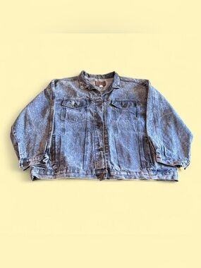Vintage Stone Wash Denim Jacket Blue Women’s 3XL Acid Wash Oversized